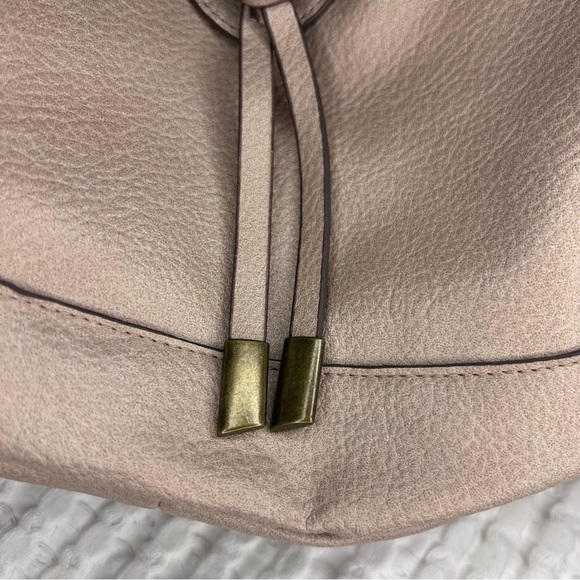 Taupe Faux Leather Hobo Shoulder Bag with Knot Detail - Picture 5 of 7